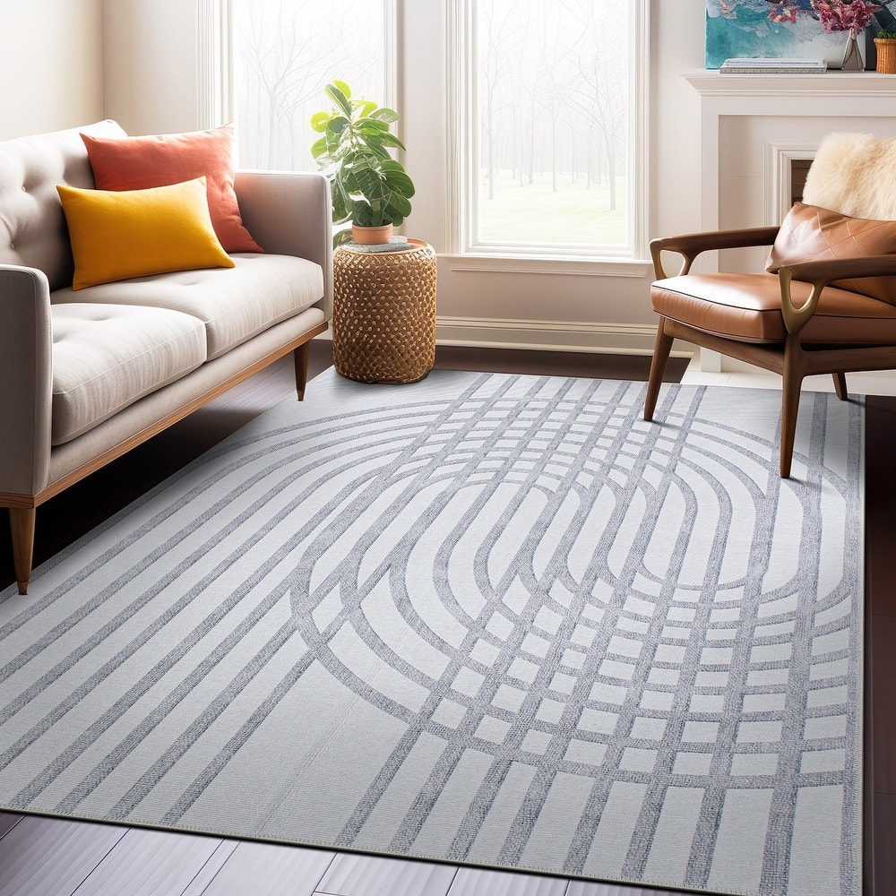Contemporary Lines Machine Washable Area Rug