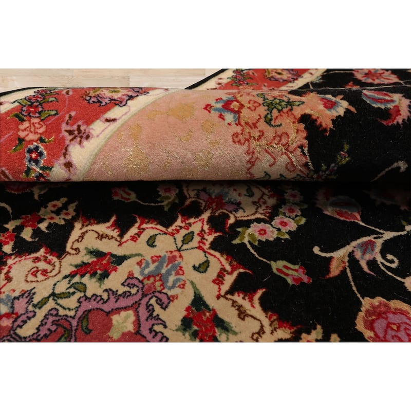 2'8''x9'7'' Runner Hand Knotted Wool Black Traditional 400 KPSI Rug - 2' 8'' x 9' 7''