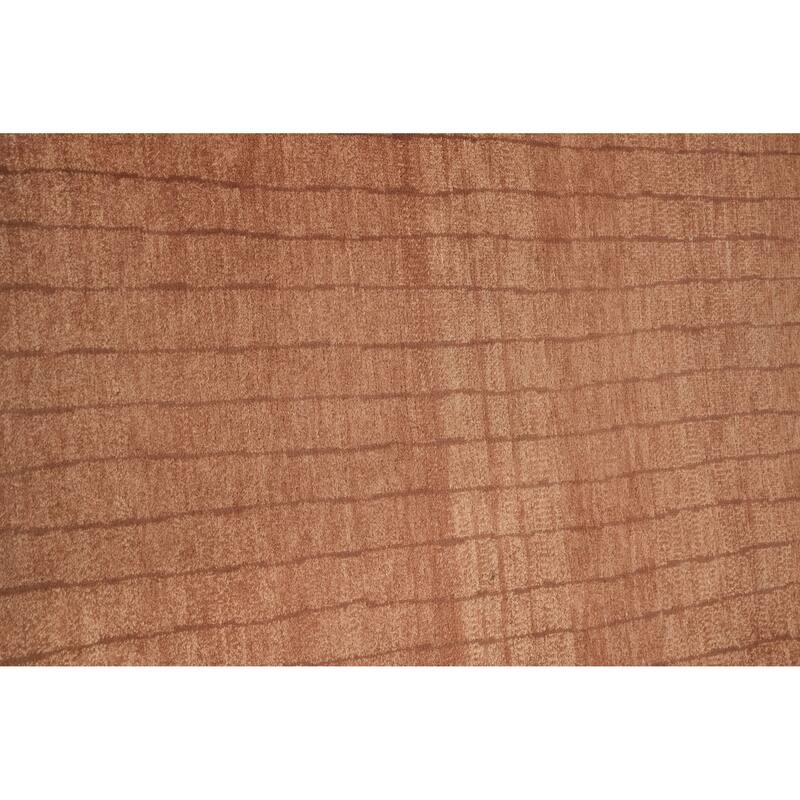 Hand Knotted Oriental 100% Wool Carpet Modern Stripe Brown Nepalese Runner Rug - 12' 3'' X 3' 0''