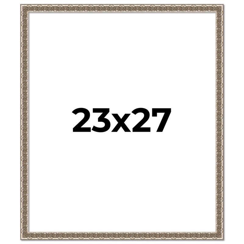 23x27 Frame Silver Versailles Ornate Solid Wood Picture Frame | 1 Inch