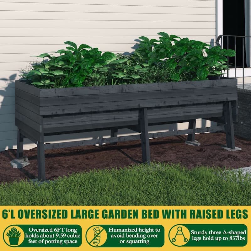 VEIKOUS Wooden Raised Garden Bed for Vegetables Oversized Deep Planter Box with Liner