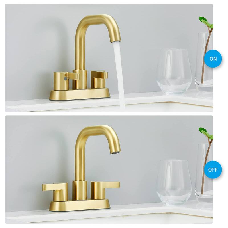 Modern 2 Handle 360° Swivel Bathroom Sink Faucet with Pop Up Drain and Water Supply Line, Anti Fingerprint, Anti Rust