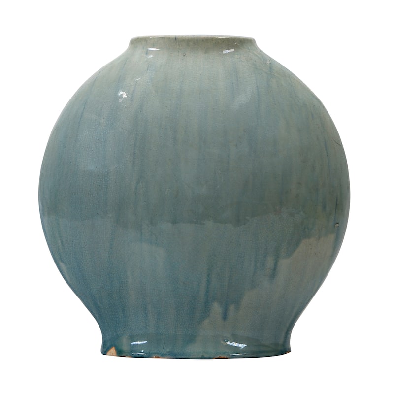 Artissance 10.2 in. H Flat Antique Green Porcelain Vintage Style Vase