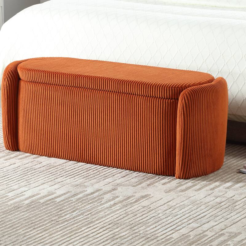Entryway Upholstered Fabric Storage Ottoman