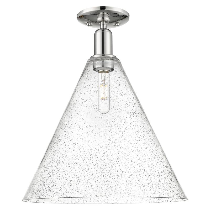 Innovations Lighting Endless Possibilities Arcadia - Berkshire Glass - 1 Light 16" Semi-Flush Mount - Polished Nickel/Seedy