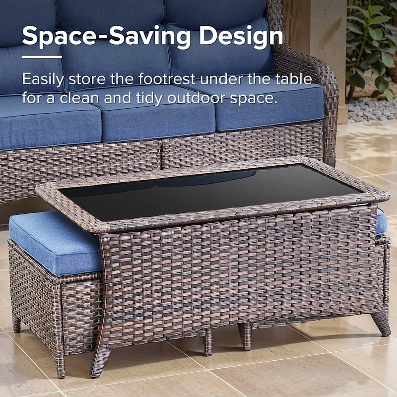 Gymojoy 5-Piece Patio Furniture Set with Swivel Glider Chairs, 6-Inch Ultra-Plush Cushions & Water-Resistant Olefin Fabric