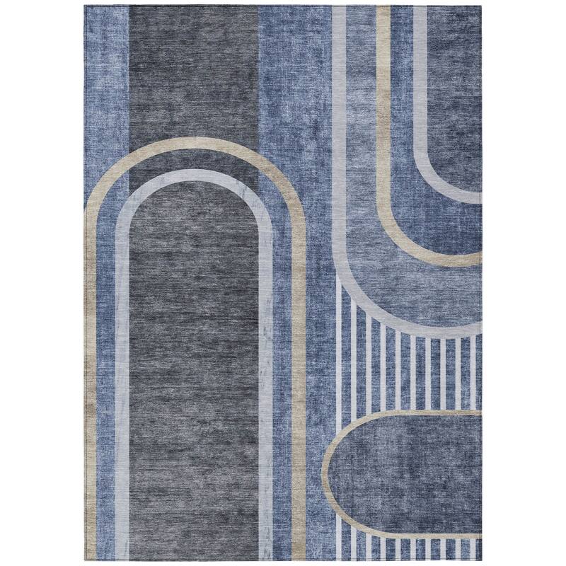 Machine Washable Indoor/ Outdoor Chantille Mid Century Modern Rug