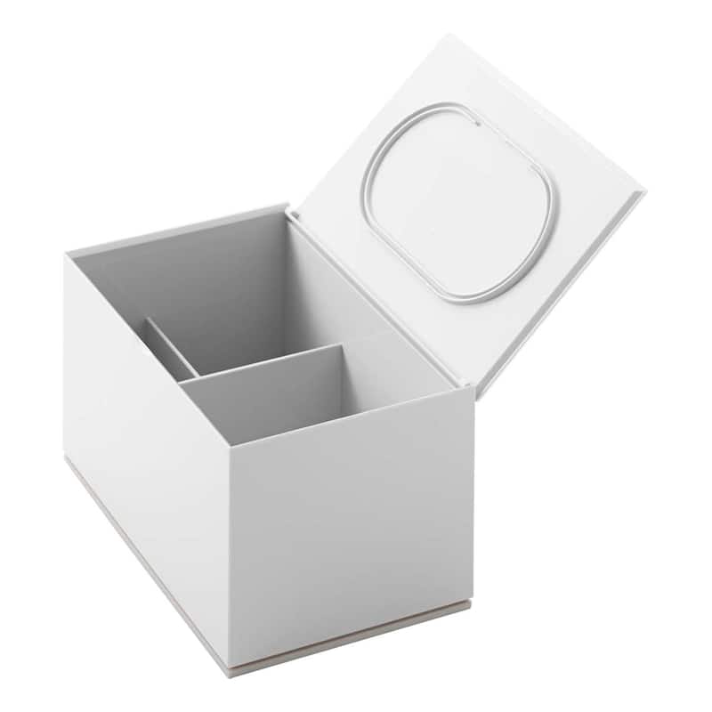 Yamazaki Home Skincare Organizer, ABS Plastic, Holds 2.2 lbs, Lid - L 3.94 x W 6.3 x H 3.54 inches - White