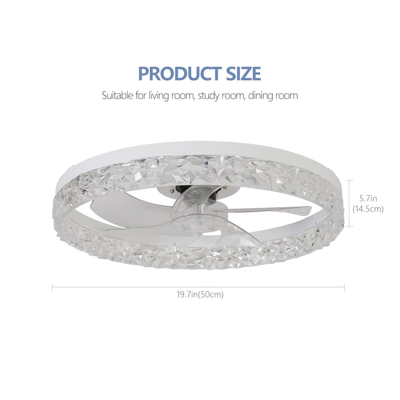 Modern Ceiling Fan Light with Adjustable Color Temperature and Remote Control, 6 Wind Speeds for Bedroom and Living Room