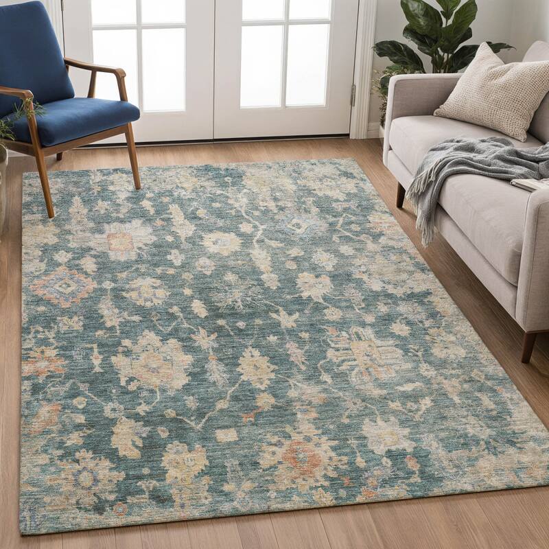 Machine Washable Indoor/ Outdoor Casual Traditional Chantille Rug