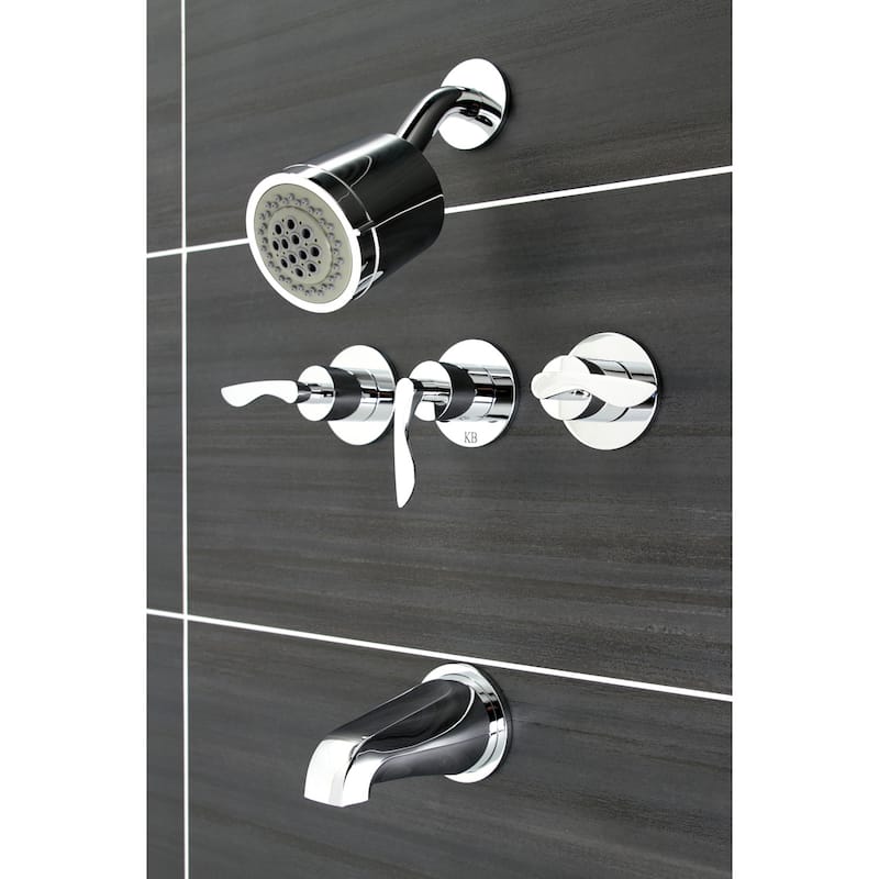 Kingston Brass Serena Three-Handle Tub and Shower Faucet