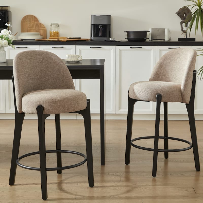 set of 4 Upholstered Counter Height Bar Stools - Set of 2 - Brown