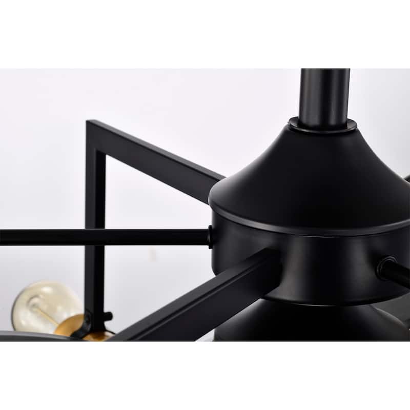 Liviana 26 Inch Oil Rubbed Matte Black finish 6 Light, 3 Blade Ceiling Fandelier with Remote