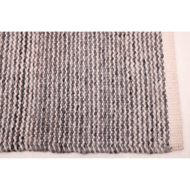 ECARPETGALLERY Flat-Weave Nevada Dark Grey Wool Kilim - 5'5 x 7'9