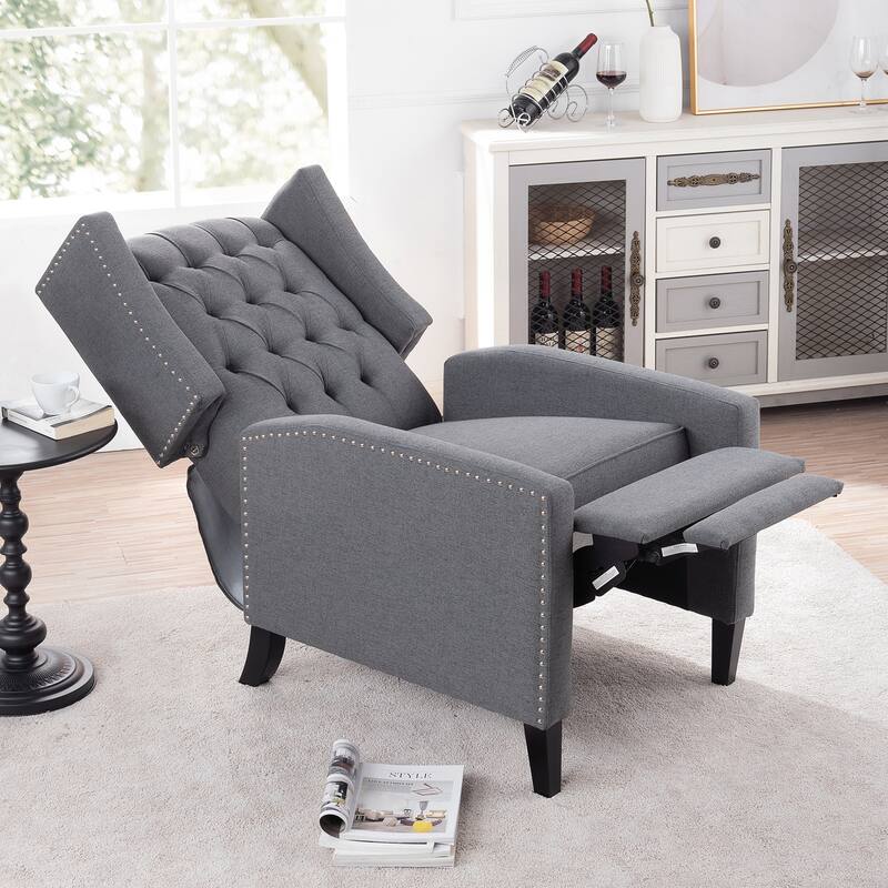 27.16" Wide Manual Wing Recliner Chair with Silver Bubble Nails