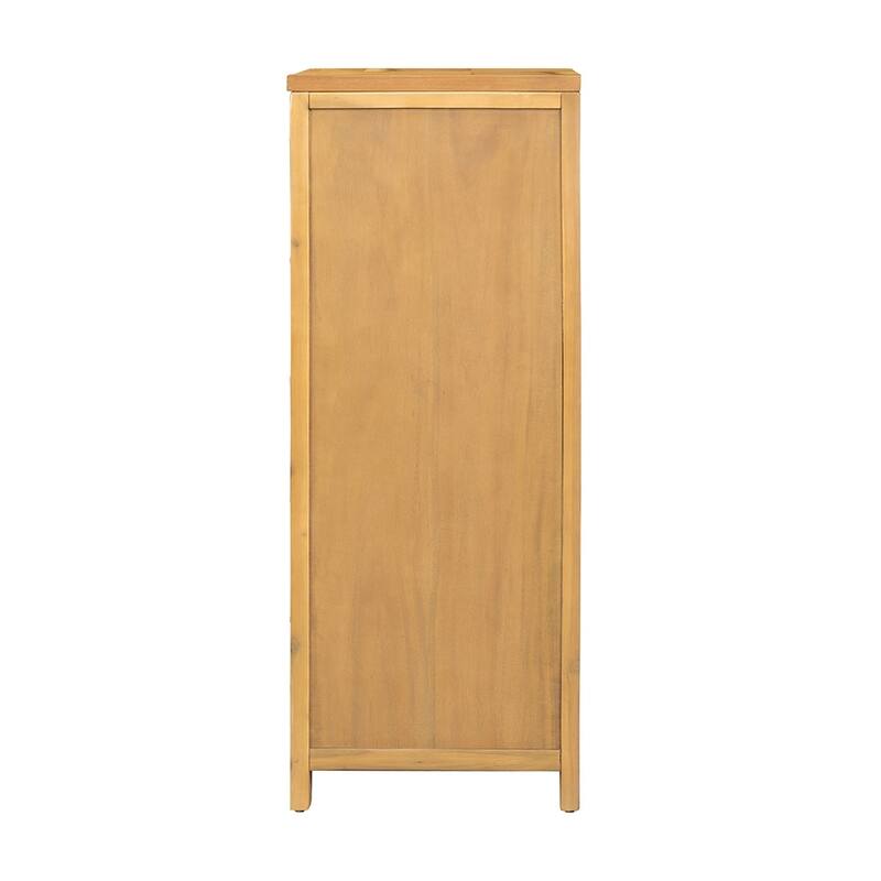 5-Drawer Solid Wood Vertical Chest with Metal Handle for Bedroom, Living Room