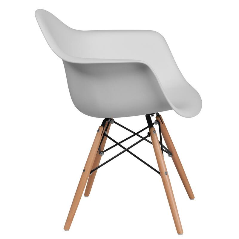 Plastic Chair with Arms and Wooden Legs