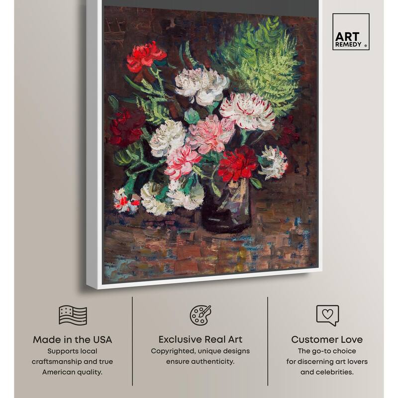 Vase with Carnations Canvas by Art Remedy