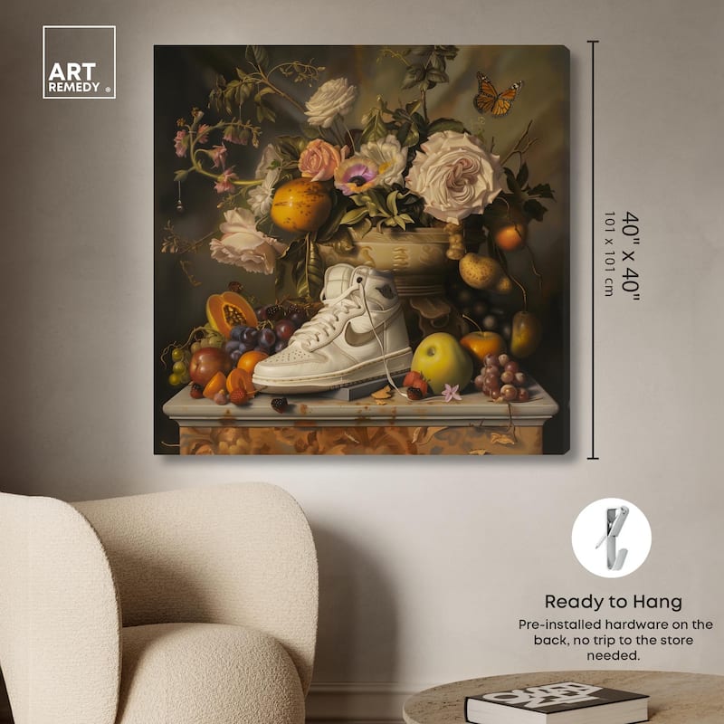 Classical Still Life Sneaker Canvas by Art Remedy, Gallery Wrapped