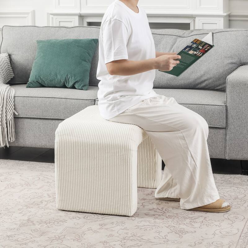 Adeco Velvet Footrest Ottoman for Living Room Bedroom