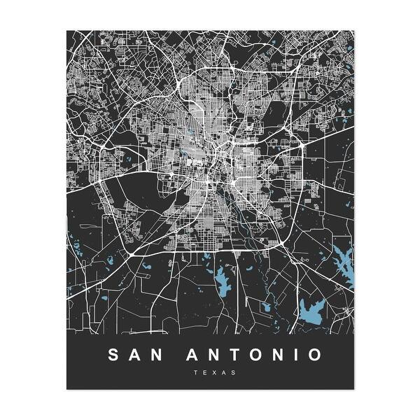 San Antonio Texas Maps Black White City Pattern Art Print/Poster - Bed