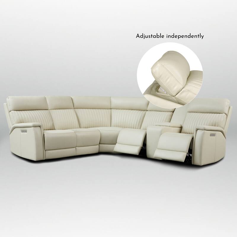 6PCS, 3 power Recliners, Leather Reclining Sectional with Power headrest & lumbar, USB & USB-C Ports