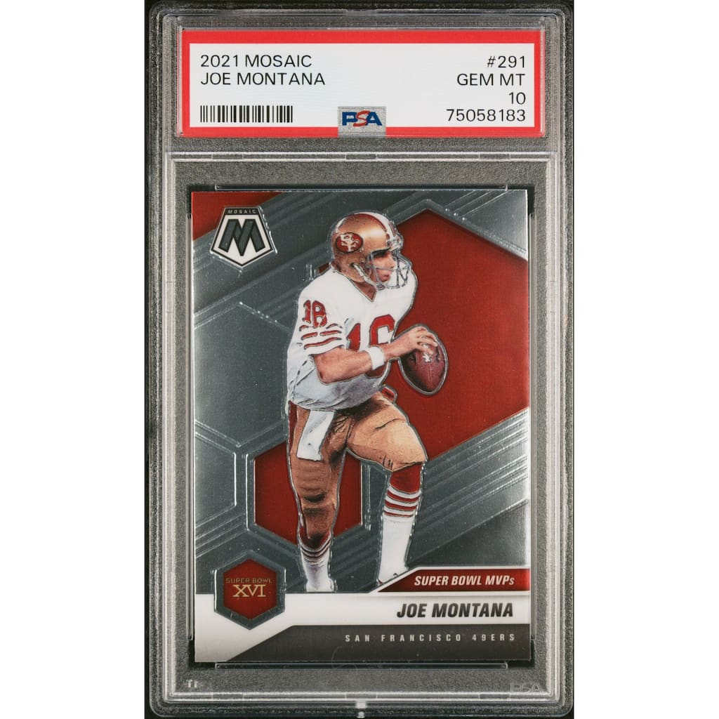 Joe Montana 2021 Panini Mosaic Football Card #291 Graded PSA 10 - 8'6" x 11'6"