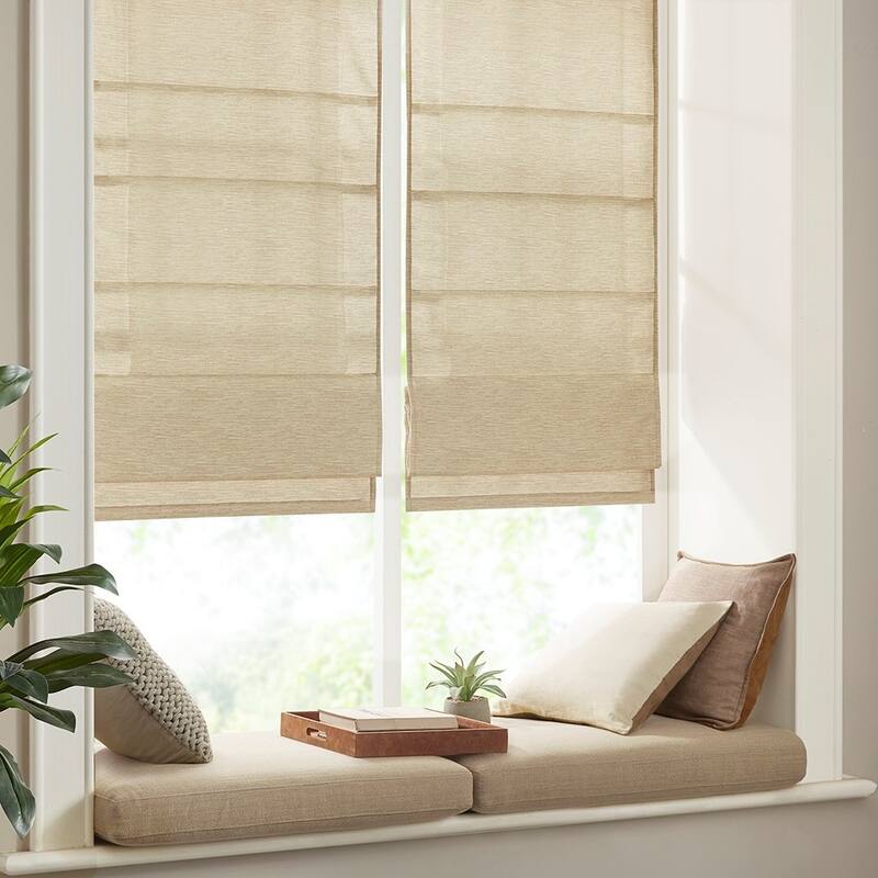 Printed Faux Silk Room Darkening Cordless Roman Window Shade