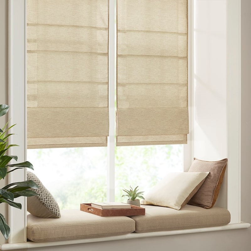 Printed Room Darkening Cordless Roman Shade - Taupe