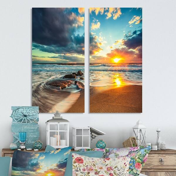 Designart "Beautiful Cloudscape over the Sea" Modern Beach Canvas Wall ...