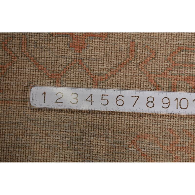 Hand Knotted Oriental 100% Wool Carpet Transitional Geometric Beige & Ivories Oushak Runner Rug - 8' 2'' X 2' 8''