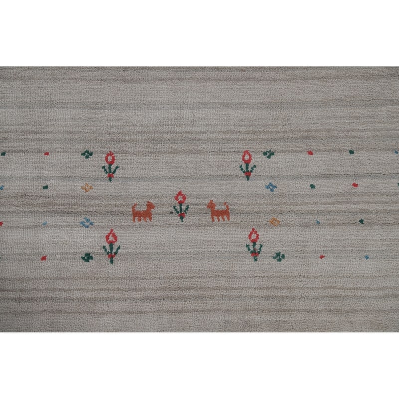Hand Knotted Oriental 100% Wool Carpet Tribal Animal Pictorial Greys & Charcoal Gabbeh Area Rug - 10' 0'' X 7' 11''