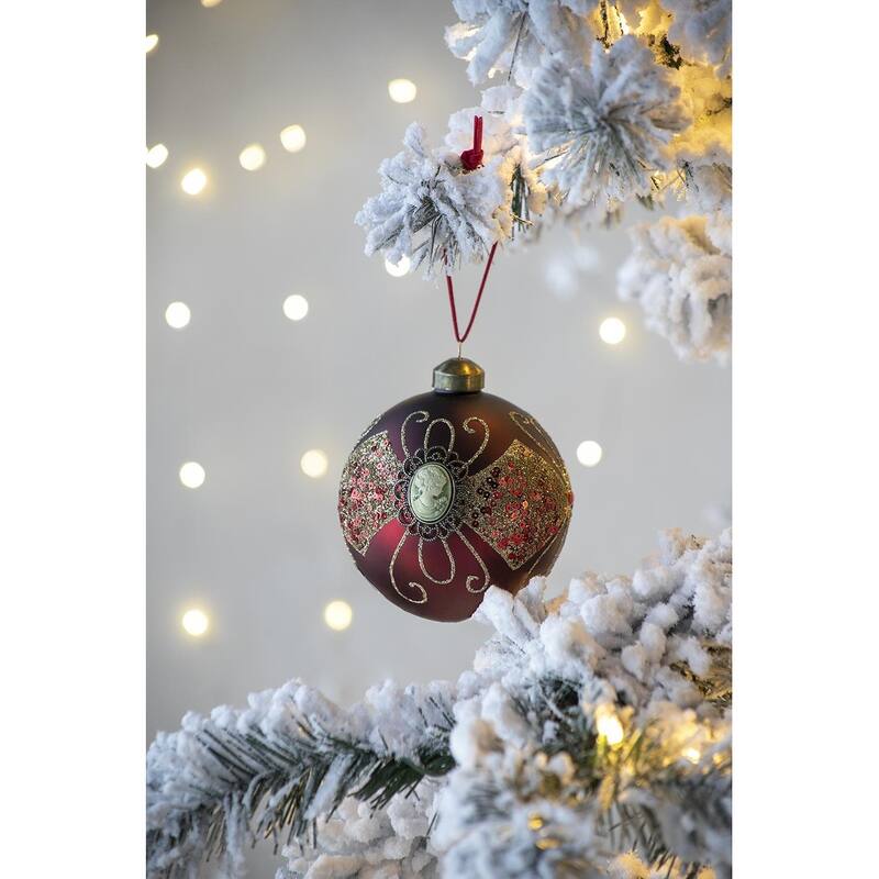 D3.9" Christmas Ball Ornaments, Glass Decorative Hanging Ball Christmas Tree Ornaments for Holiday Decorations, Set of 6 - Red