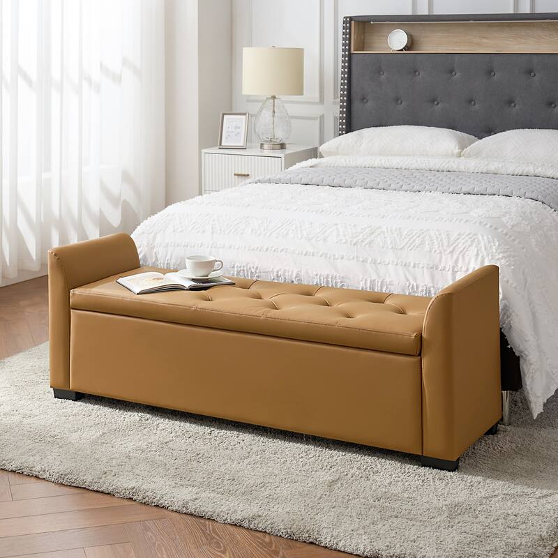 Laura Traditional 57.75"Wide Tufted Storage Bench by HULALA HOME