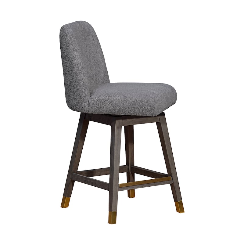 Amalie Upholstered Bar Stool, Swivel Counter Height Stool with Solid Wood Frame