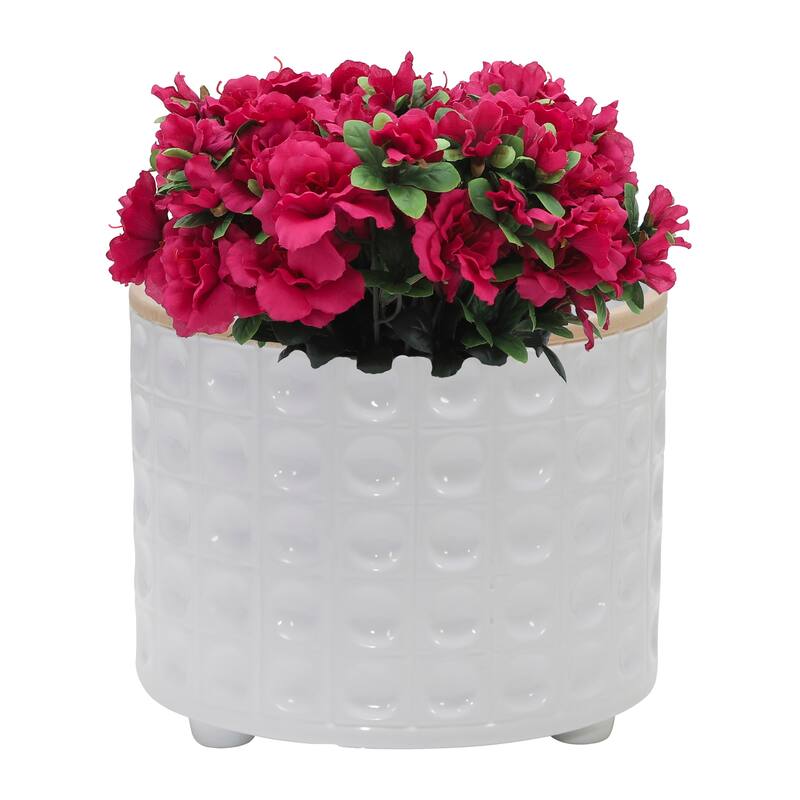 Sagebrook Home Indoor Outdoor Ceramic Textured Footed Planters Set of 2