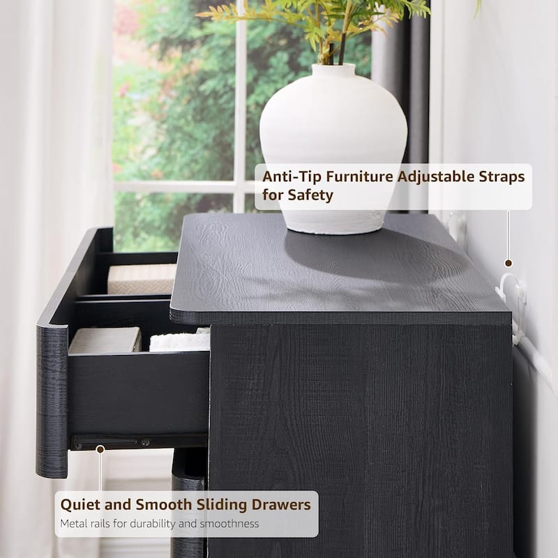Modern 6 Drawer Dresser for Bedroom, Handle-less Wooden Dressers