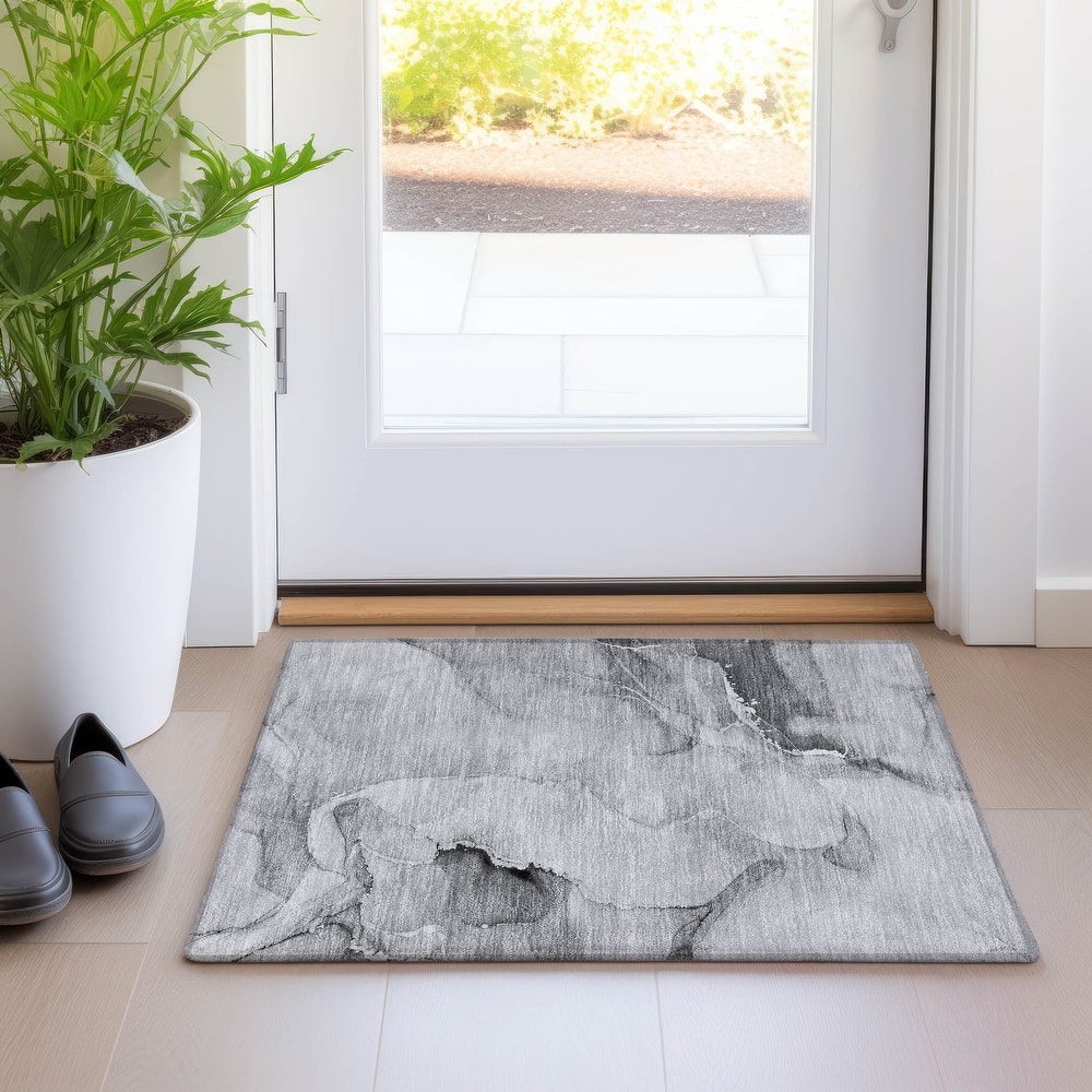 Machine Washable Indoor/ Outdoor Abstract Chantille Rug