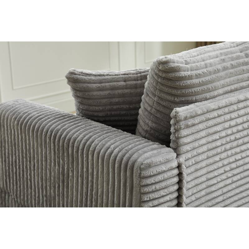 82" Corduroy 2-Piece Sectional Sofa with Slipcovers & 2 Pillows