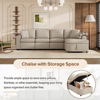 L-shaped Sectional Sofa Sets with Storage Chaise Lounge Sofa - Bed Bath ...