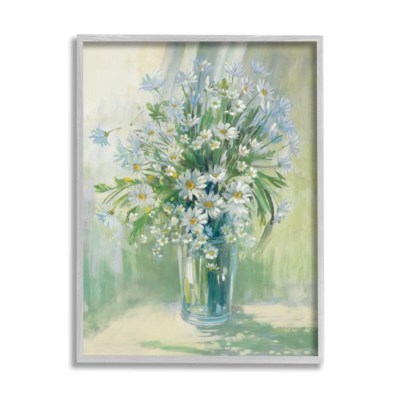 Stupell Sunlit Bouquet of Daisies Blue Green Pastels Framed Wall Art