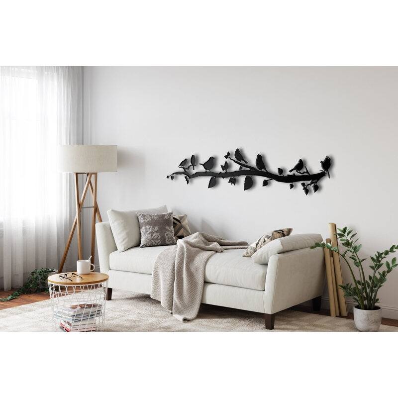 Birds on Branch 3 Panels Metal Wall Decor for Home and Outside - Wall-Mounted Geometric Wall Art Decor