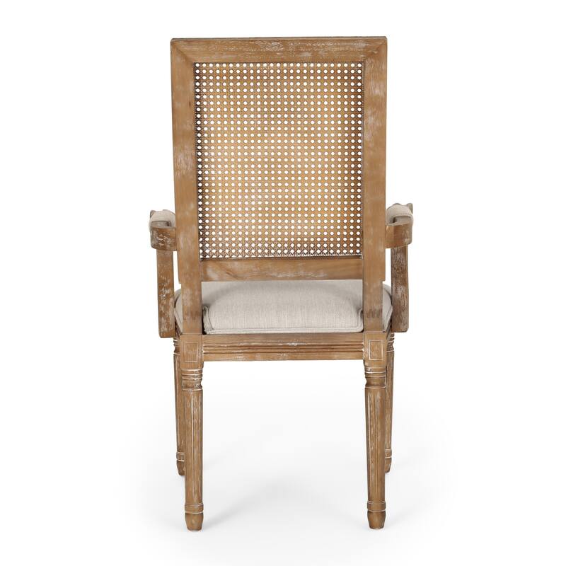 Marlette Wood and Cane Upholstered Expandable 7 Piece Dining Set by Christopher Knight Home