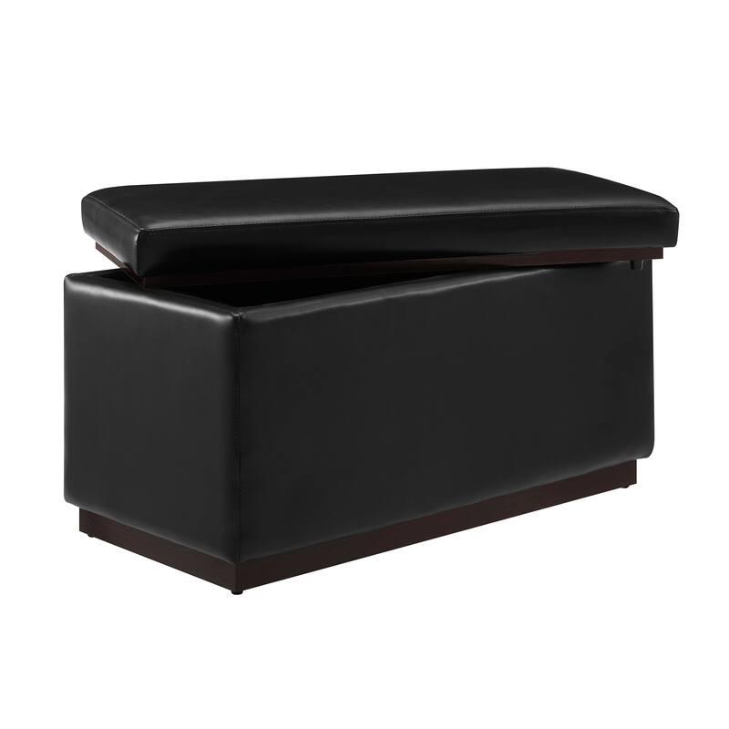 Rue Faux Leather Rectangle Storage Ottoman