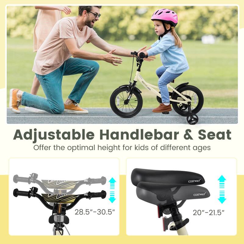 Costway 14" Kids Bike with Removable Training Wheels Adjustable Seat & - See Details