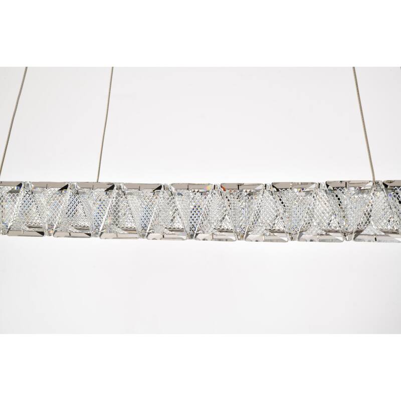 Asher LED 36 Inch Round Pendant Polished Nickel Finish K9 Crystal - Polished Nickel