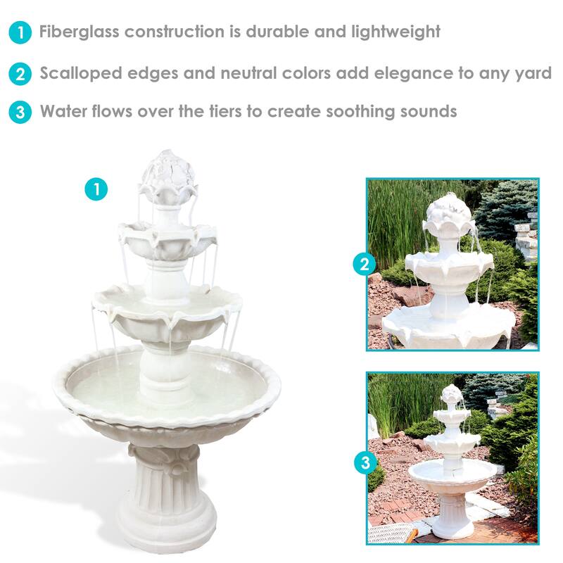 4-Tier Fruit Top Outdoor Water Fountain Backyard Garden Feature - 52"