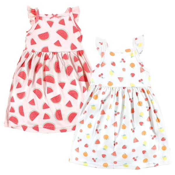 slide 1 of 1, Hudson Baby Baby Girl Cotton Dresses, Fruit Salad 0-3 Months - Fruit Salad