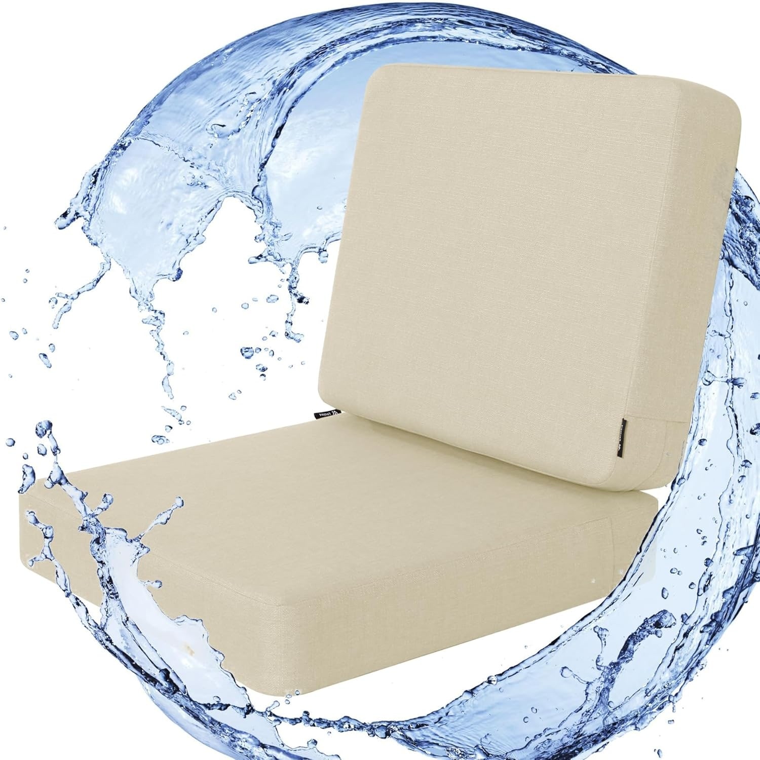 Outdoor Deep Seat Cushion Set, 22 x 22 Inch Rainproof & Fade Resistant Patio Cushions with Removable Covers, Beige