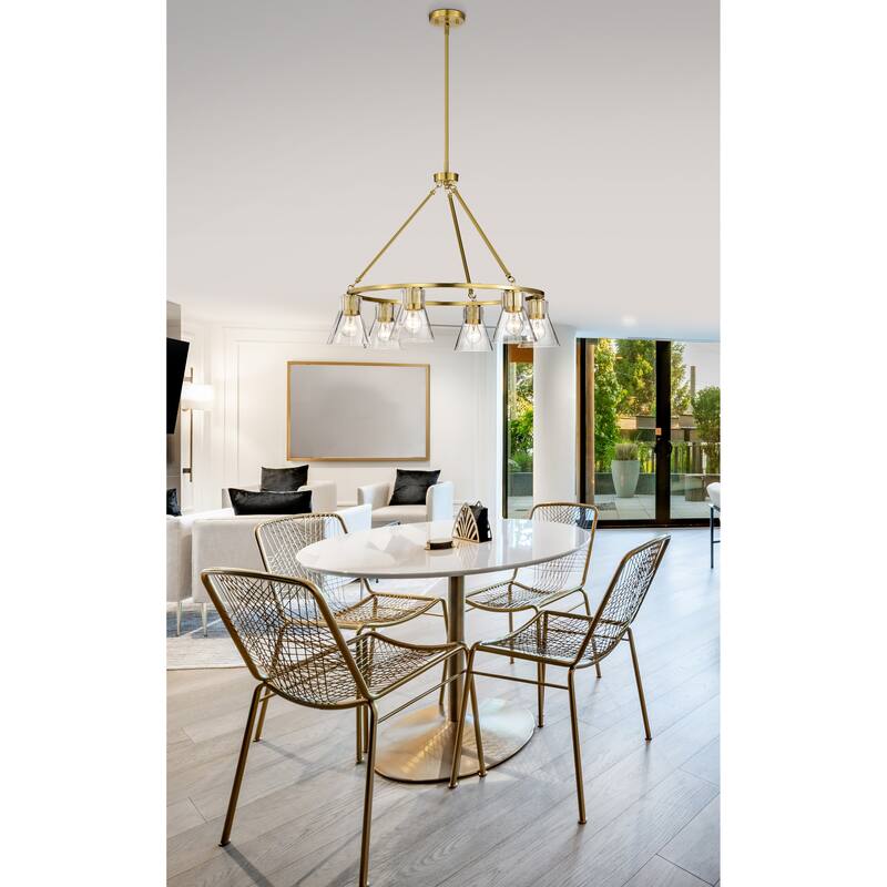 Gianna 6 Light Chandelier Vintage Brass Finish Clear Glass - Vintage Brass